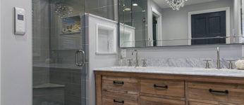Bathroom-remodel-marble-tile-hexagon-gray-shower-wood-vanity