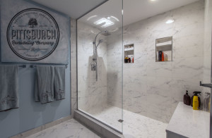 bathroom-white tile-walk in shower-shower niche