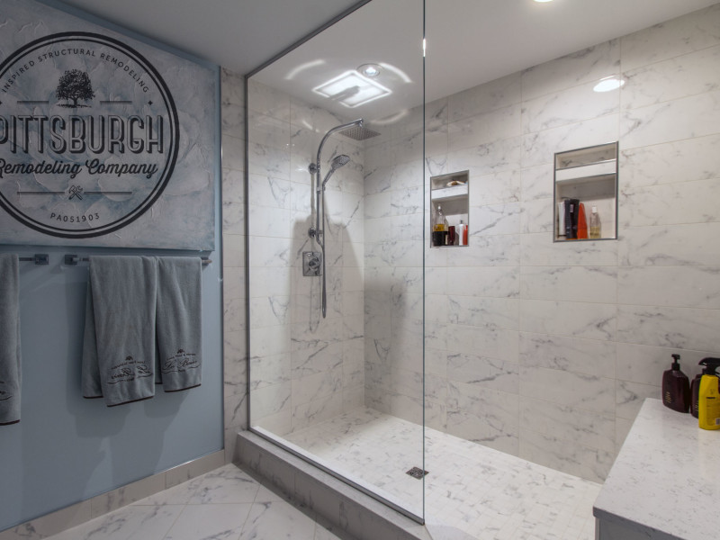 bathroom-white tile-walk in shower-shower niche
