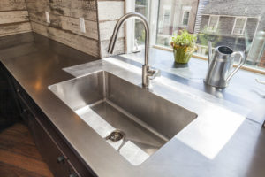 stainless steel counters-single basin sink