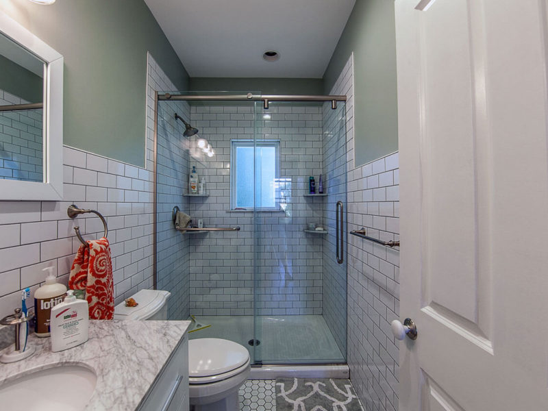 Bathroom Remodel-traditional-subway tile-wainscot tile-enameled cast iron shower pan
