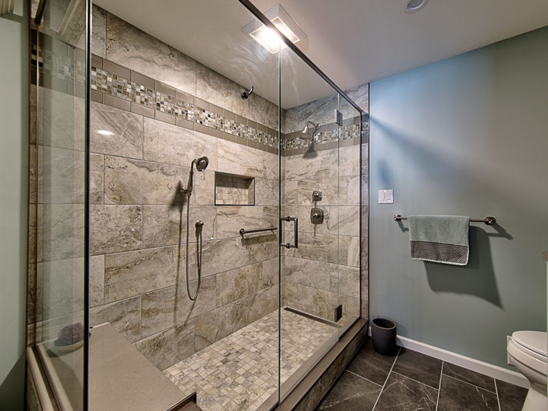 Bathroom-remodeling-glass-accent-tile-shower-bench-custom-vanity