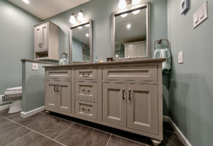 Bathroom-remodeling-glass-accent-tile-shower-bench-custom-vanity